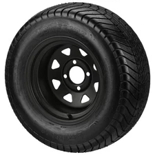 (4) Golf Cart 23x10-12 LSI Elite Street Tires on 12x7 8-Spoke Black Steel Wheels