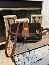 Dooney Bourke Black Brown Pebbled Crossbody Bag Buckle vintage