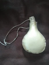 Shaped Rawhide Shot Bag Ball Flask With Antler Plug, Black Powder, Handmade, L#6