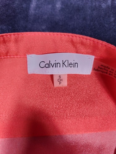 Calvin Klein Shirt Damen Small Coral Ombre Schlangenleder 3/4 Arm Henley Bluse - Bild 4 von 8