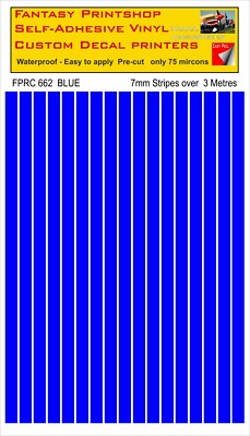 RC VINYL AUFKLEBER TRANSFER STREIFEN FUTTER VORGESCHNITTEN FPRC662 BLAU GLANZ 7mm Transfer