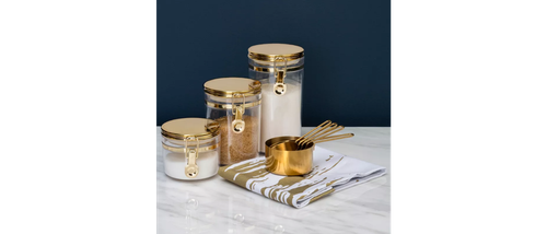 Gold Speisekammer Vorratsglas Behälter Küche Kanister - Bild 1 von 9