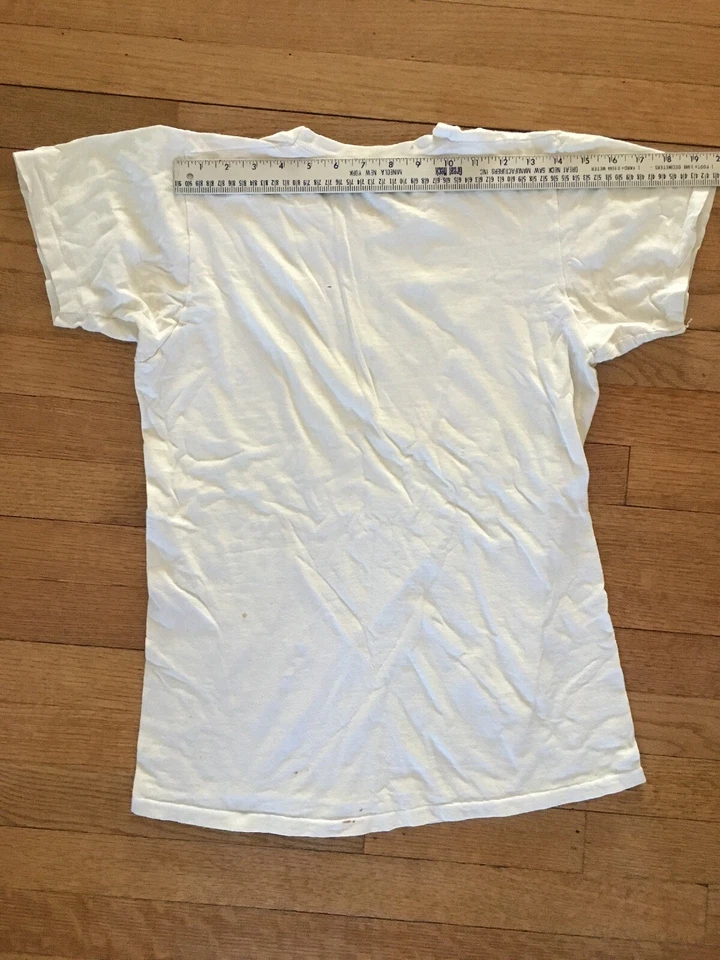 Camiseta en blanco de algodón blanca de colección años 60 70 para hombre ML camiseta interior puntada única Foto 4 de 4