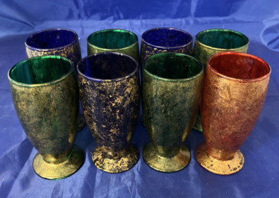 Acht Stück 8 Stck. Bunt Golden Kurz Kelch Glas Getränke Set - KOSTENLOSER VERSAND
