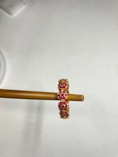 Red Simulated Ruby Gemstone Flower Design Ring 18k Gold Plated
