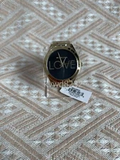 New Michael Kors MK3803 Slim Runway Black Dial Gold Bracelet Women's Watch