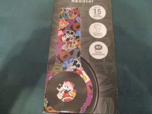 Disney Black Mickey Mouse Bluetooth Wireless Headphones Mic Headset Foldable NEW - Picture 2 of 6
