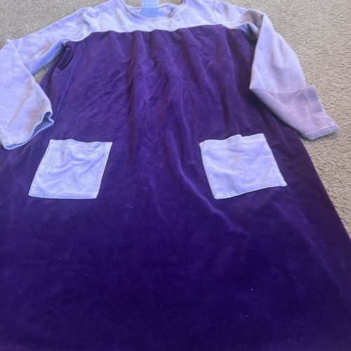 Hanna Andersson Block Velvet Long Sleeve Girls Dress 12 150 Purple Velour - Picture 2 of 4