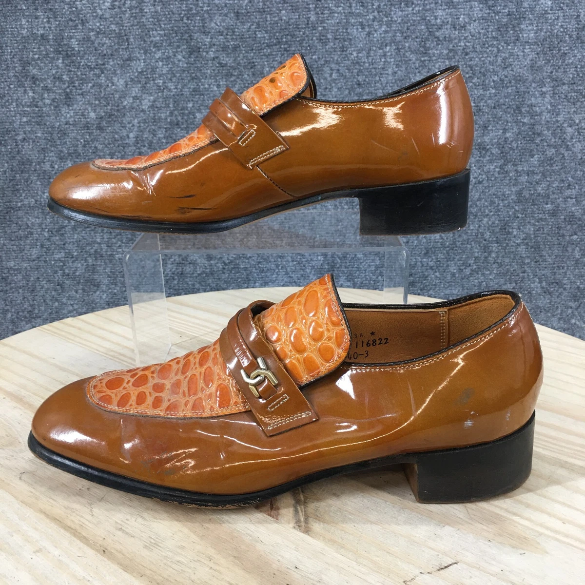Dexter Shoes Mens 9.5 M Casual Slip On Penny Loafer Orange Leather