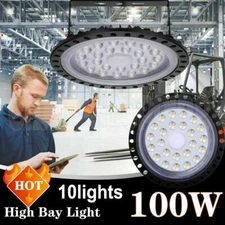 10Pcs 100W Super Bright LED UFO High Bay Light Factory Shop GYM Light Lamp Bulbs