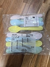 2 Packs IKEA Kalas 4 x Kids Plastic Spoon Pastel Colors Tableware New