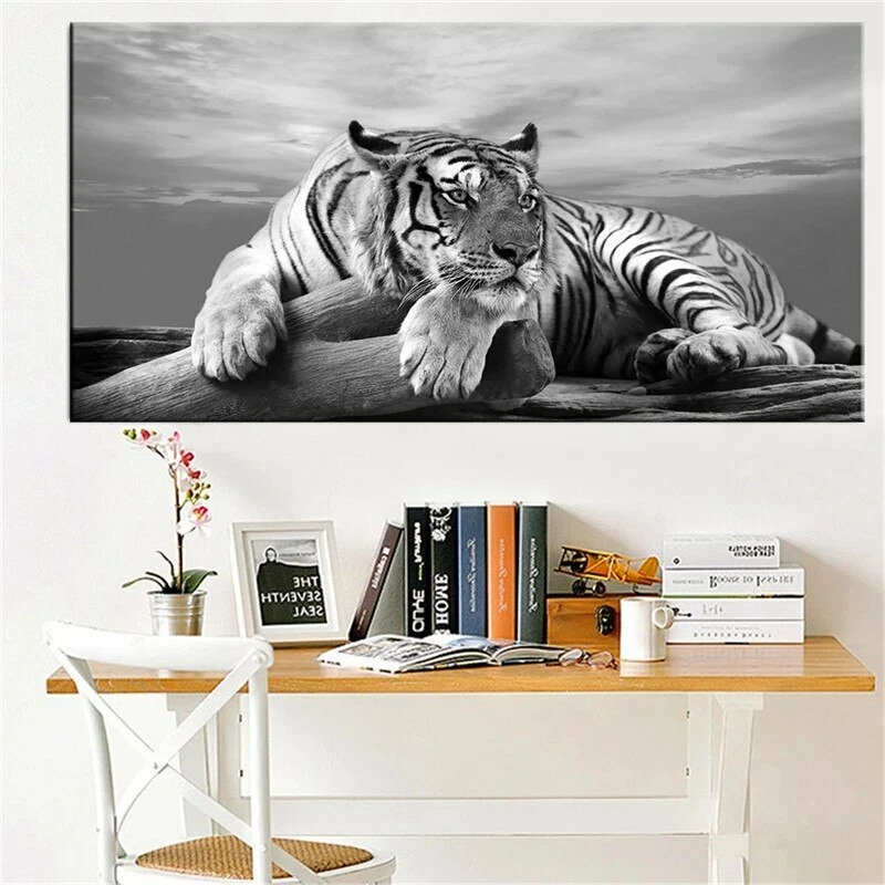 Impresiones artísticas de animales tigres en blanco y negro imágenes de arte de pared lienzo pintura póster Foto 3 de 4