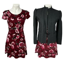 David Benjamin Blazer Dress Womens Small Lot Work Office Gray Floral Red Church