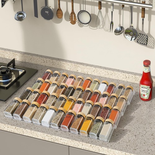 Spice Drawer Organizer 4 Tier Acrylic Seasoning Organizer Rack Clear Spice Rack - Picture 6 of 7