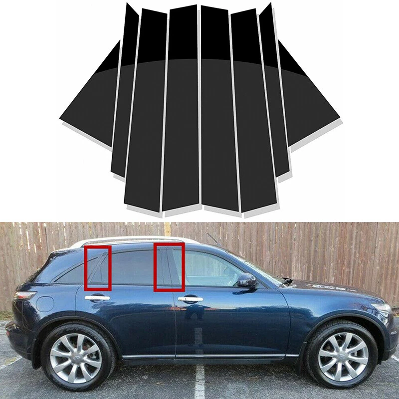 Fit For Infiniti FX35 FX45 2003-2008 Glossy Black Pillar Posts Door Window Trim Foto 2 de 4