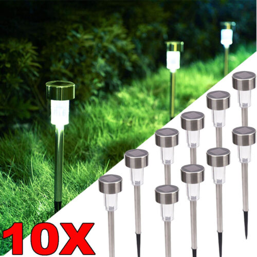 10x Solar Path Light Outdoor Yard Pathway Sidewalk Lawn LED White Driveway PL - Picture 1 of 11