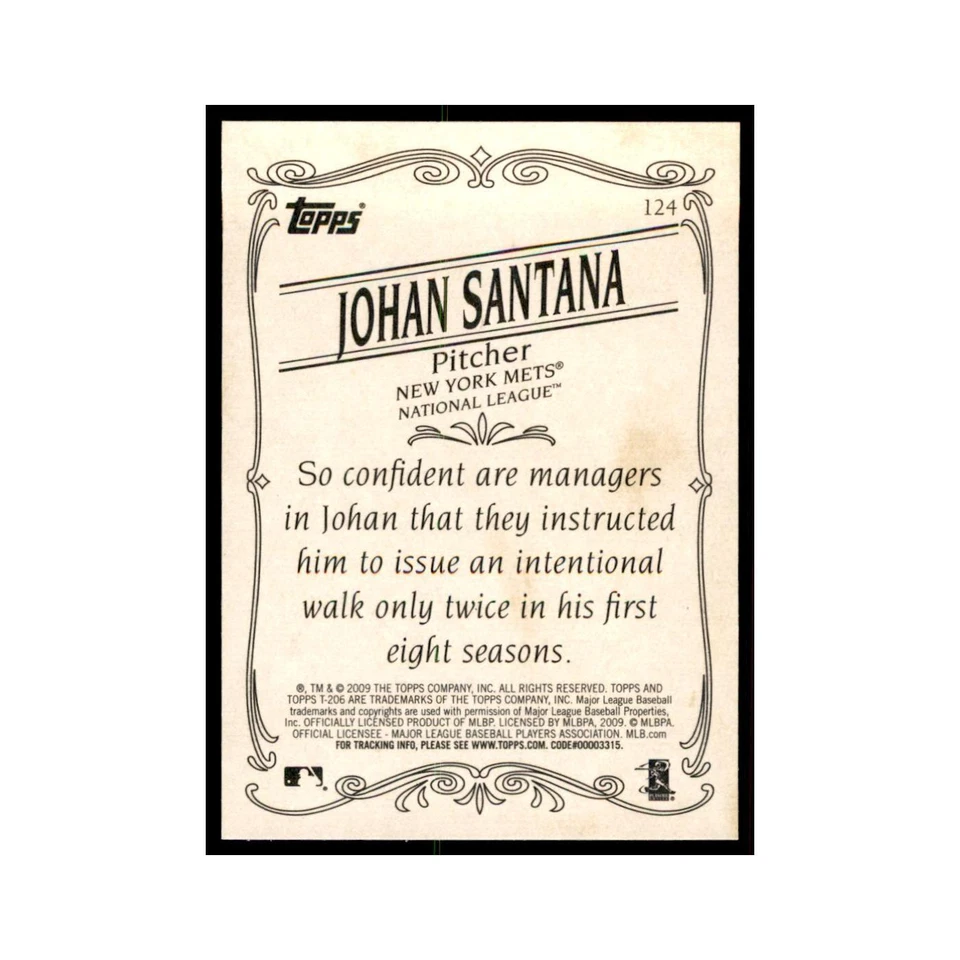 2009 Topps 206 Johan Santana Baseball Cards #124 - Image 2 of 3