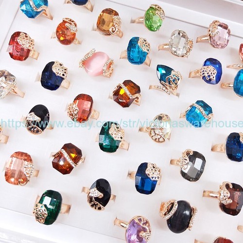wholesale rings 20pcs large cz rhinestone bulk jewelry - Picture 10 of 12