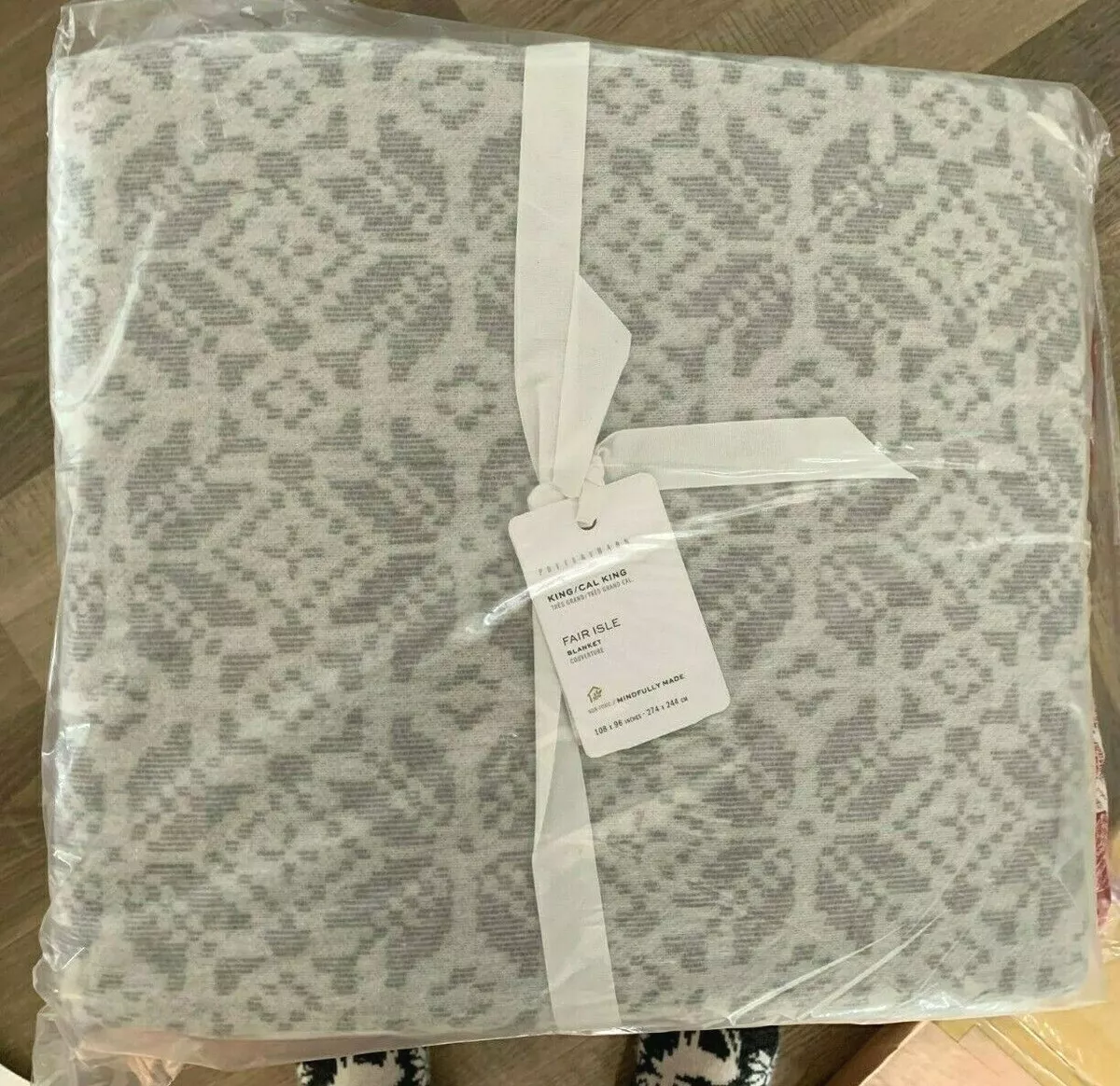 Pottery Barn Fair Isle KING blanket snowflake winter holiday