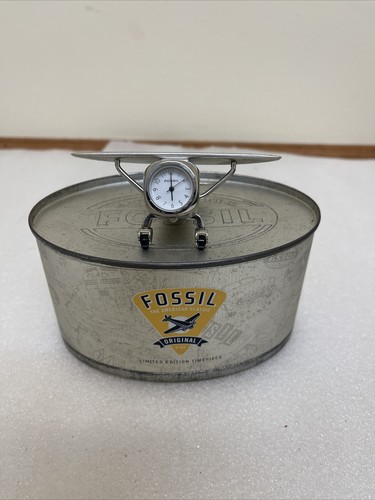 Fossil Airplane Plane Pilot Desk Clock 