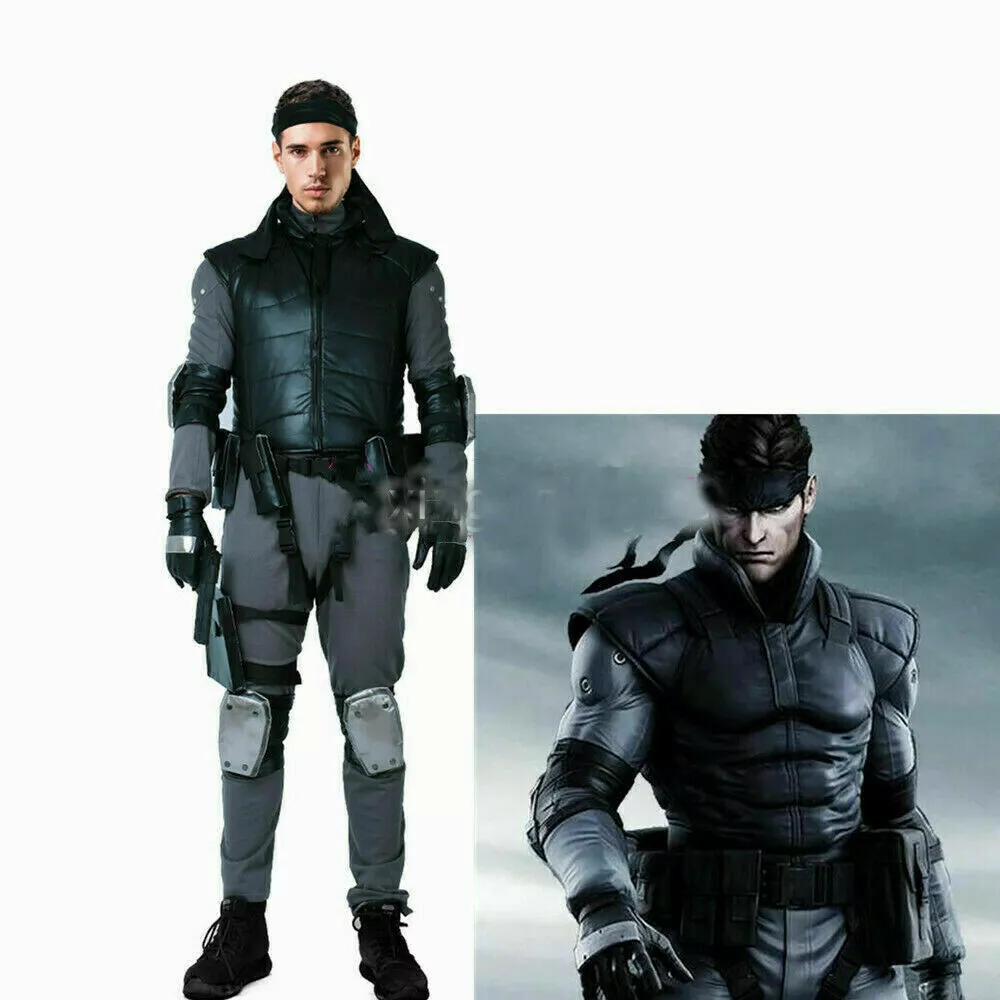 Metal Gear Solid Snake Cosplay Costume with Belts Set Men