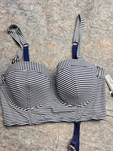 Splendid Womens Blue Feeder Stripe Dress with Bikini Set 3Piece Swim Set M - Picture 2 of 11