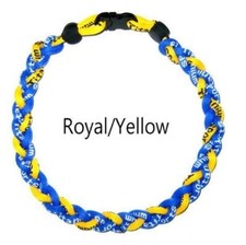 3 Rope Tornado Baseball Softball Necklace 18" 20" Royal Blue Yellow Gold