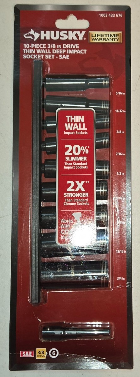 3/8 in. Drive Thin Wall Deep Impact Socket Set MM (10-Piece) 3/8 in. Drive Thin Wall Deep Impact Socket Set MM (10-Piece)