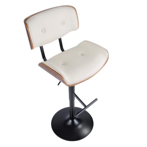 Lumisource Pedestal Base Adjustable Height Bar Stool with Swivel Mechanism Cream - Picture 4 of 12