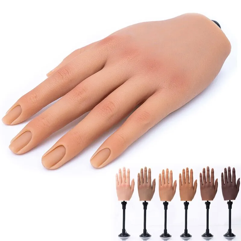 Practice Hand for Acrylic Nails, Nail Practice Hand Fake Hand for Nails  Training Practice Hand Mannequin Hands for Nails, Manicure Practice Hands  Nail Art Hand Practice1Pcs (Dark) 