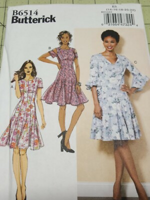Butterick Pattern B6514 Flowing Dresses Gored Sizes 14 16 18 20 22 ...