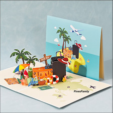 Tarjeta 3D emergente de vacaciones en playa T23-3D