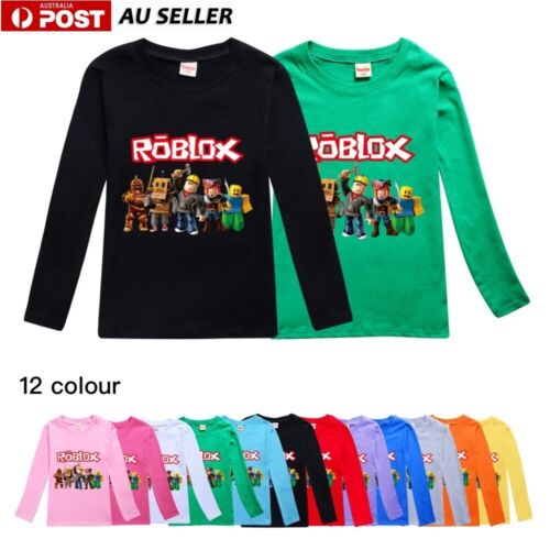 Kids Roblox Print Casual Long Sleeve T-Shirt Boys Girls Cotton Tee Top Age 2-14 - Picture 1 of 24