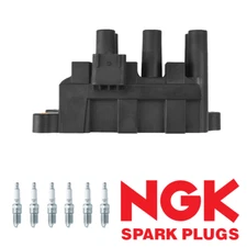 Ignition Coil & 6 NGK Spark Plugs for 2004-2007 Ford Taurus 3.0L V6 FD498