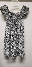 Black & White Floral Flared Short Sleeve Dress - Size Small