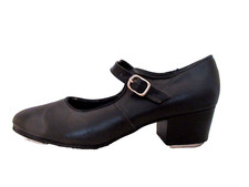 SO-DANCA BLACK FAUX LEATHER Women MARY JANES FLAPPER DANCE Shoe TAPS 8.5M