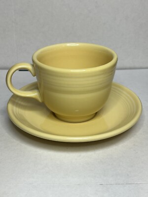 Homer Laughlin Pale Yellow Fiesta Ware Tea Cup Saucer Set