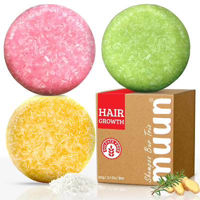 Champú Muun Ginger, Romero y Agua de Arroz (Pack de 3) - Crecimiento del Cabello