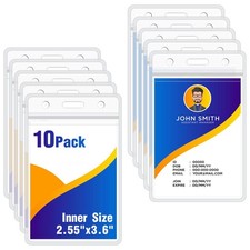 10Pack Vertical ID Badge Holder - Extra Thick Clear Vertical, 10 Packs 