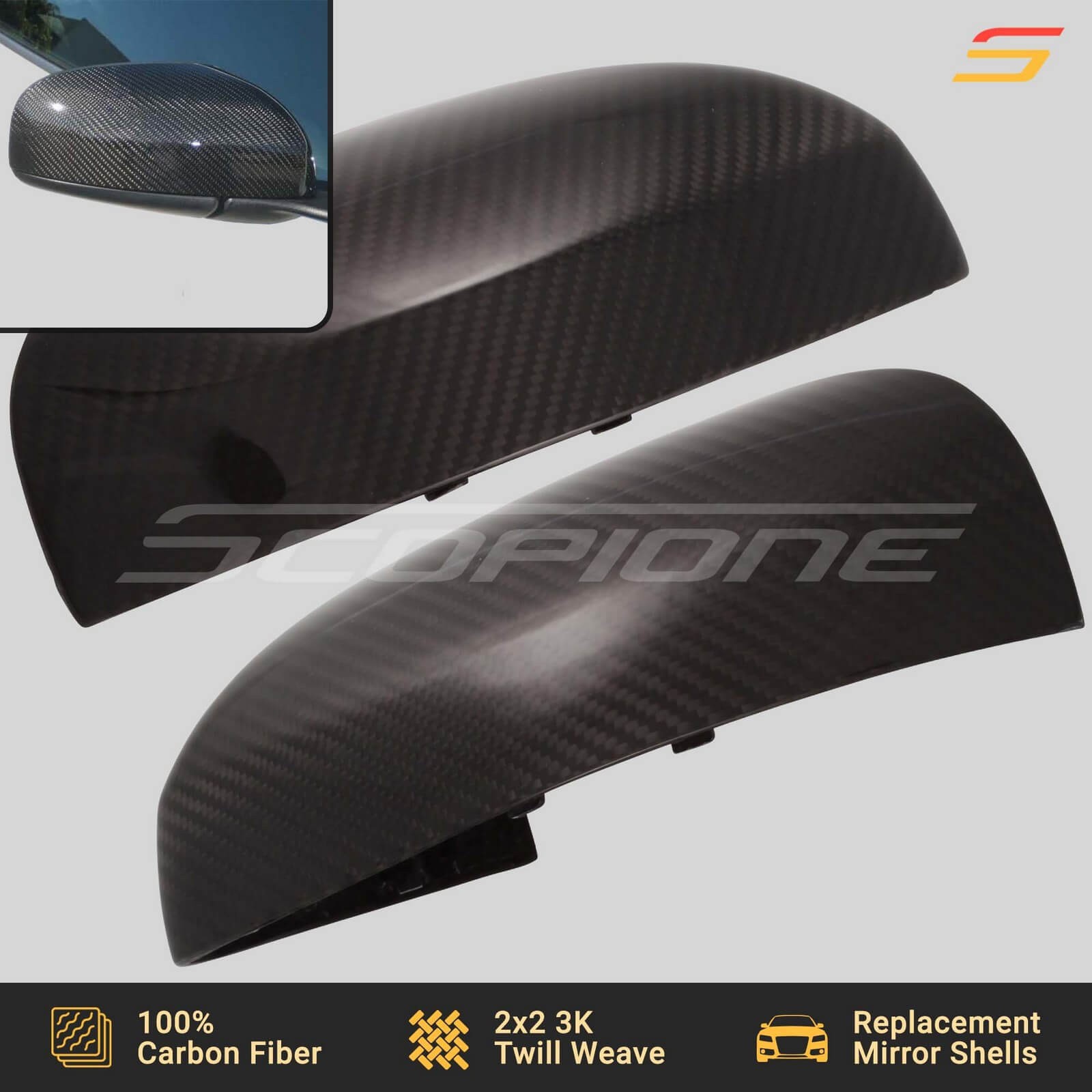 Scopione Carbon Fiber Mirror Covers for Aston Martin 05-09 V8 Vantage DB9 DBS