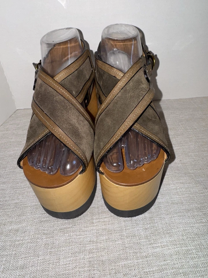 Isabel Marant замшевые сандалии на танкетке в оливково-зеленый деревянная платформа размер 5,5 #78 - Изображение 2 из 4