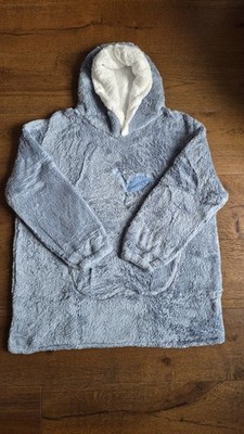 Cozy Blue Grey Fleece Fluffy Hoodie Jumper Kids Teen Adult