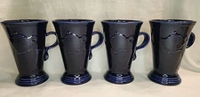 1986 Fiesta Homer Laughlin Cobalt Blue Tall Pedestal Mug 18 Oz Retired Set Of 4