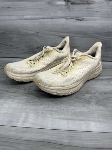 Womens Hoka One One Clifton 8 White Athletic Running Sneakers Shoes Size 8.5 B
