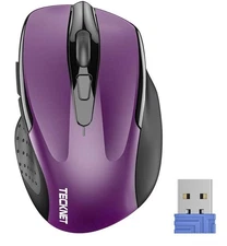 Tecknet Purple Pro Wireless Mouse, 2400 DPI With A Battery Life Of 24 Months 