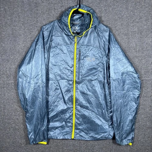 Mountain Hardwear Ghost Lite Jacket Men Large Blue Hooded Ultralight Windbreaker - product listing photo