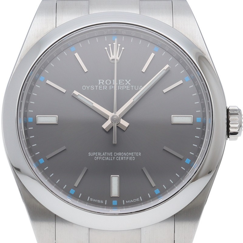 ROLEX Oyster Perpetual 39 Watch in Dark Rhodium 114300 Stainless Steel mensW...