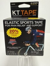 KT Tape, New Kinesiology Therapeutic Tape, 24 Strips, Black 2in x 10in