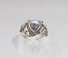 Sterling Silver Vintage Native Abalone Scrolled Leaf Ring Size 6