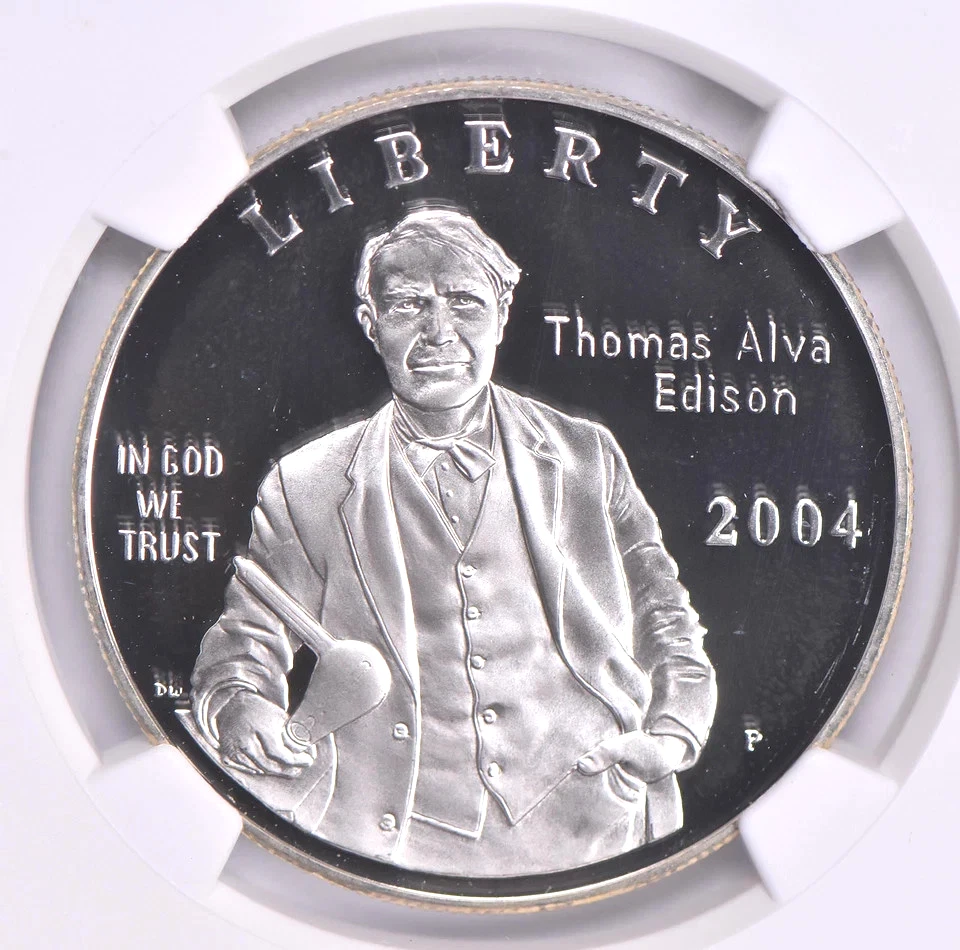 2004 P SILVER NGC Proof 9.9 Ultra Cameo Thomas Edison Commemorative Dollar NGCX - Image 3 of 4